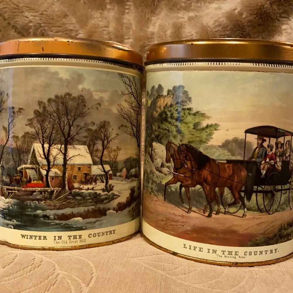 ~Decoware~ Vintage “Curry & Ives” Tins (Set of 2)